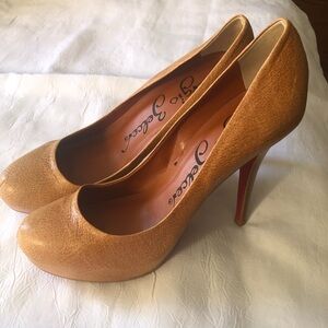 NEW Sergio Zelcer Tan Leather Red Bottom Pumps Heels, size 10